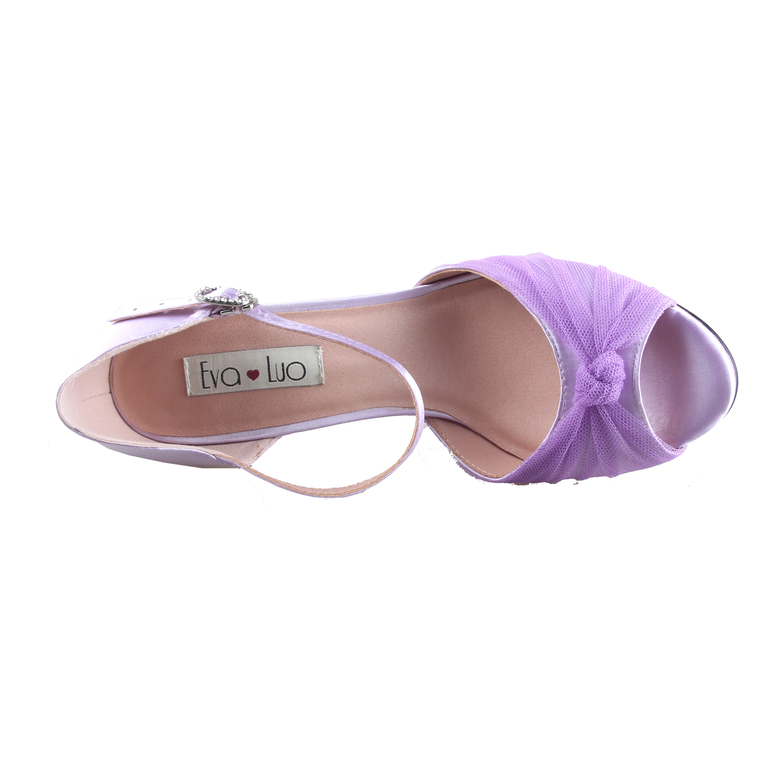 CHS1046 Custom Handmade Ankle Strap Peep Toe Lavender Lilac Satin Dress Sandals Wedding Shoes Women High Heels Big Size | Обувь