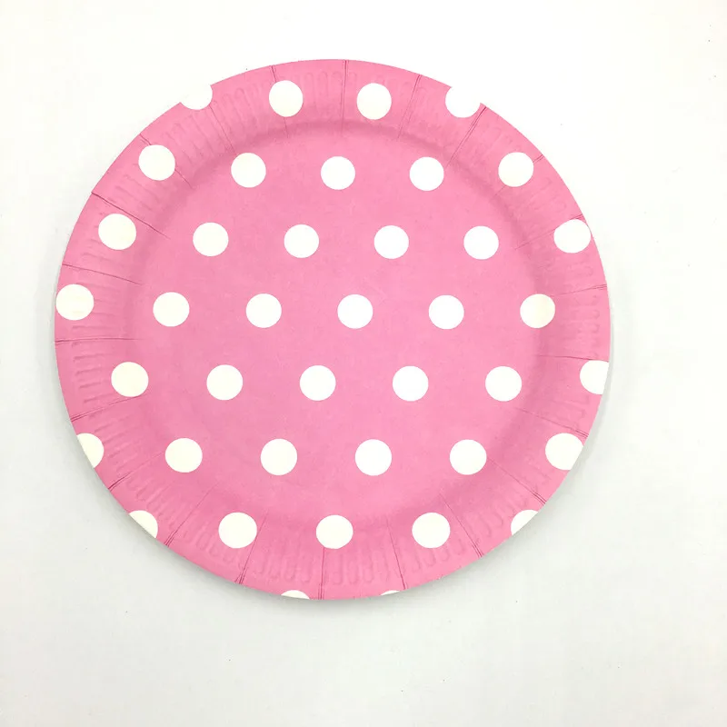 10pcs/lot 7inches pink dots disposable dishes plates polka theme birthday party decorations paper Дом и сад