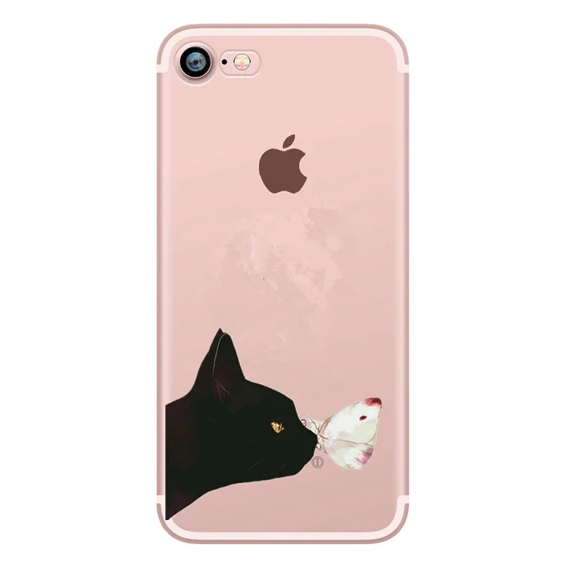 For iPhone 8 Case Printed Cartoon Cat Silicone TPU Back Cover for IPhone XR XS MAX X 6 6S 7 Plus 5S SE 5 Soft Coque |