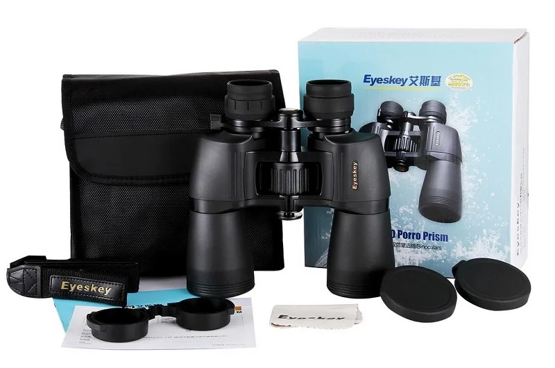 Бинокль высокой мощности Eyeskey 10 22x50 бинокль Bak4 Porro Prism с чехлом и ремешком новый
