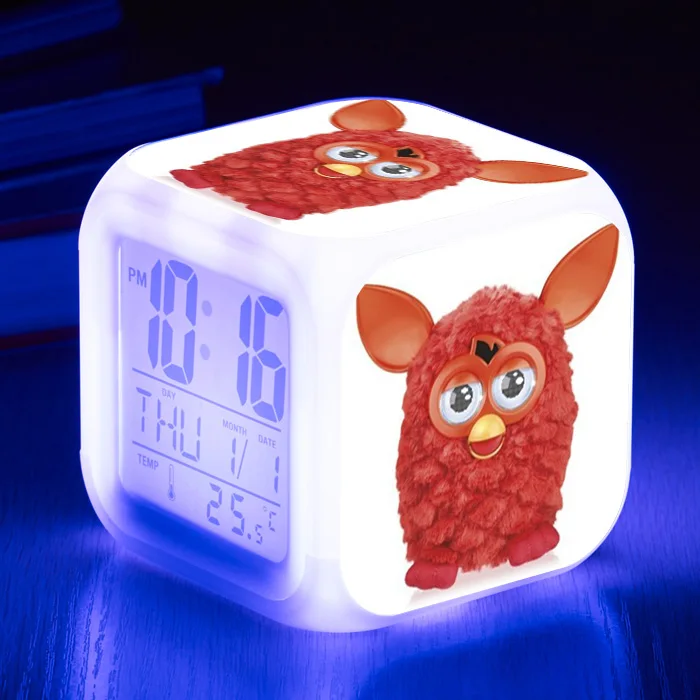 [Wanpy family] Furby будильник для детской комнаты, спальни, прикроватные настольные часы, меняющие цвет, цифровой будильник