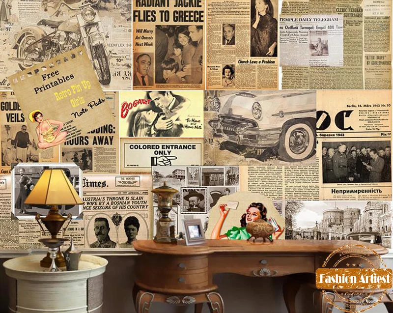 Пользовательские винтажные европейские обои в стиле старого времени фотообои