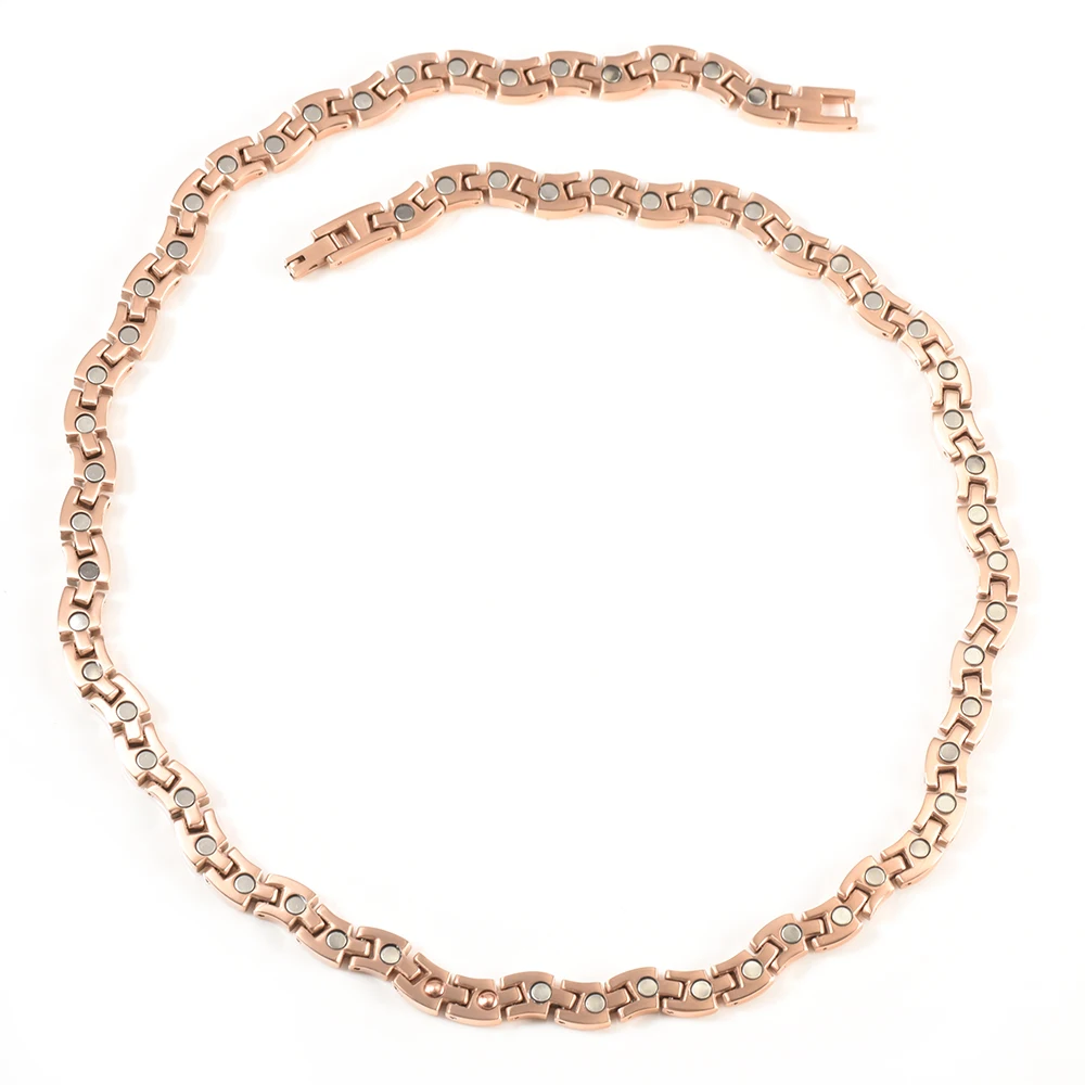 

Wollet Jewelry Water Wave Pure Titanium Magnetic Necklace Women Rose Gold Color Health Care Healing Energy Magnet Copper