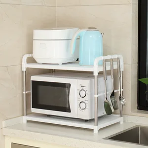 Одноуровневая двухслойная кухонная полка для хранения приправ, рисоварка, полка для микроволновой печи, полка для духовки, полка для духовки, трубка из нержавеющей стали LU4244