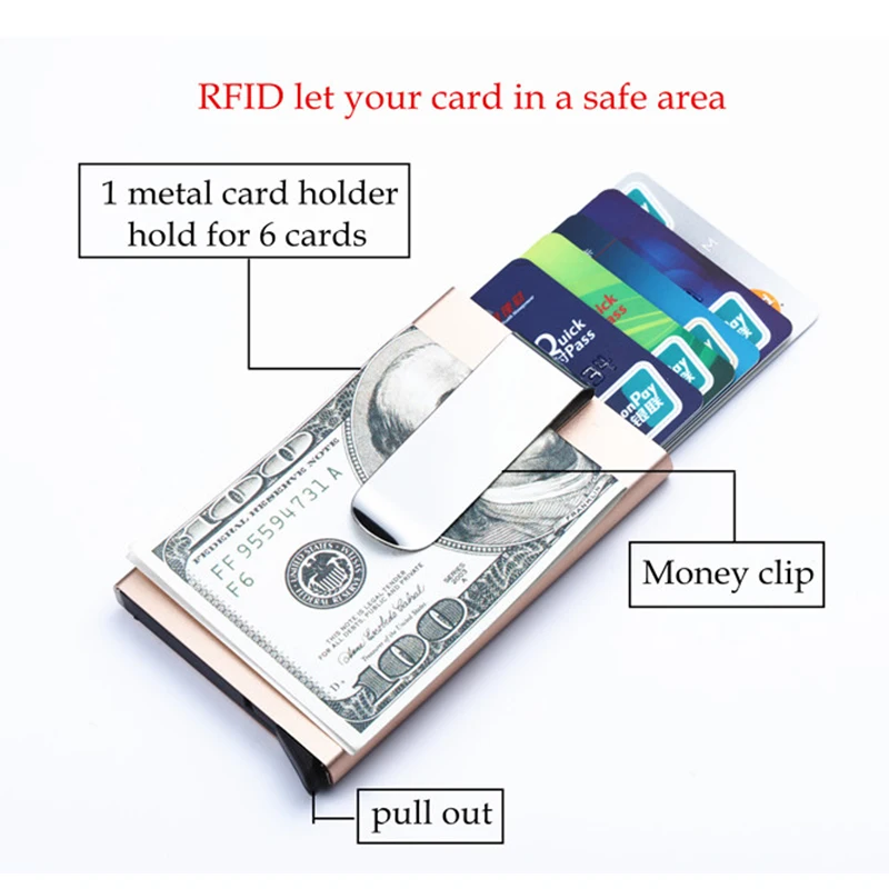 BISI GORO Metal Business Card Case Fashion Simple Credit Holder Rfid Anti-theft Brush Protective Cover | Багаж и сумки