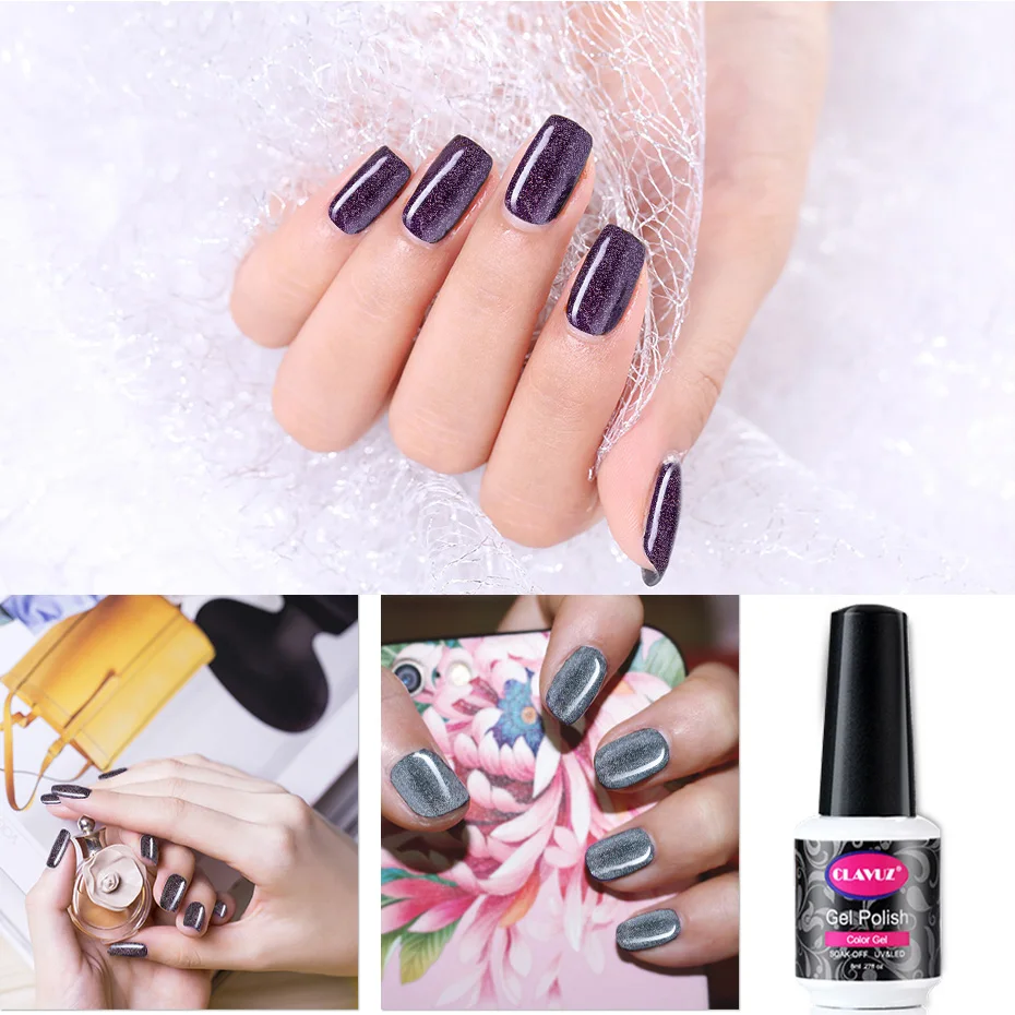 Черный Алмазный гель для ногтей CLAVUZ блестящий отмачиваемый УФ-светодиодный лак