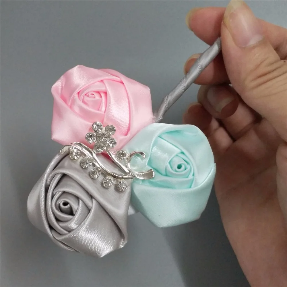 WifeLai-A 100% Handmade Silk Rose Wedding Corsage Diamond Accessories for Bride and Groom Color Optional XH205 | Свадьбы и торжества