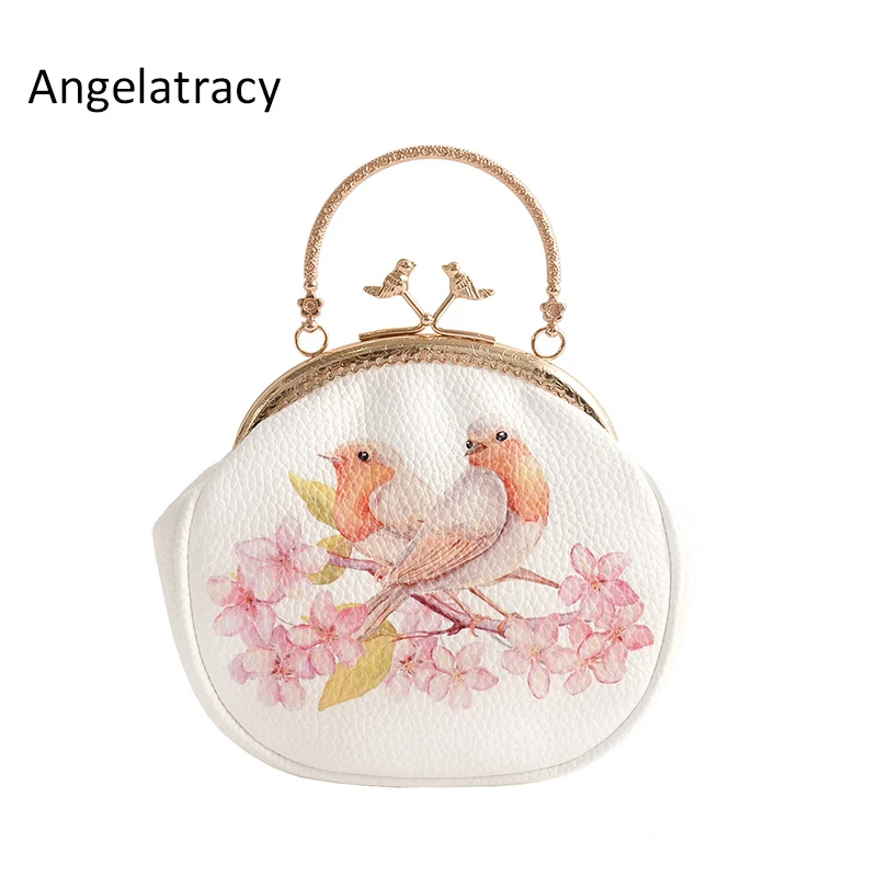 Сумка тоут Angelatracy 2018 ручная работа с маленькой металлической ручкой принтом в