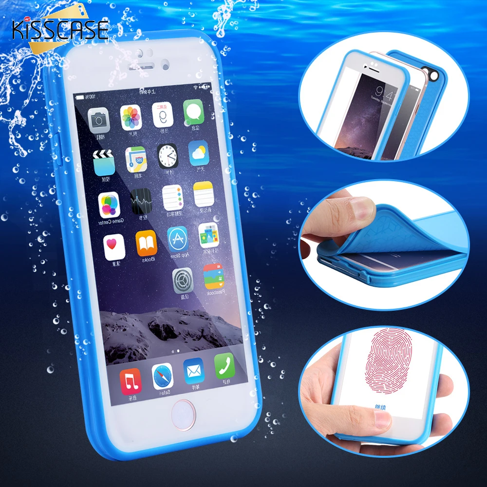 KISSCASE Waterproof Case For iPhone 5 5s 6 6s Plus Hybrid TPU Screen Touch Underwater Cover 7 8 |
