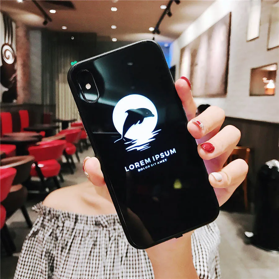Умный светящийся чехол для iPhone X 6S 7 8 Plus светящееся зеркальное стекло задняя