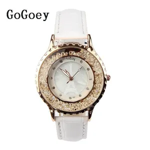2021 Брендовые женские кварцевые наручные часы Gogoey с кожаным ремешком, хрустальные наручные часы 122