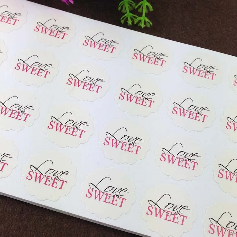 Волнистая белая бумага 100 шт./лот диаметр 3 см розовый &quotLove is Sweet&quot наклейки