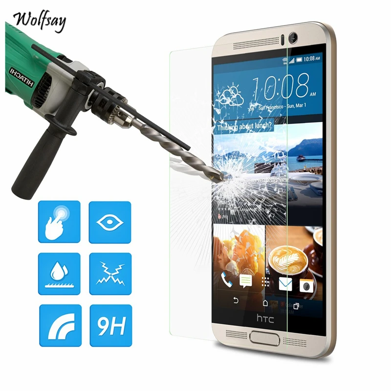 Закаленное стекло для htc One M9 2 шт. Защита экрана ультратонкая защитная пленка Wolfsay