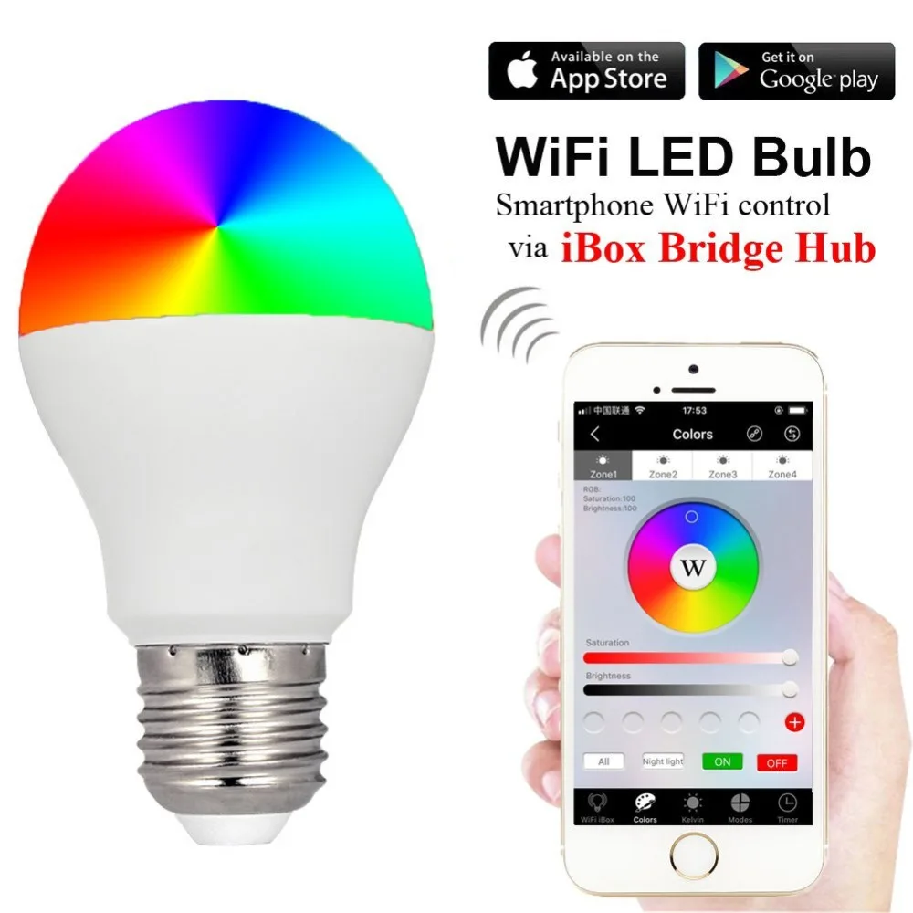 Ми. свет 6 Вт Wi-Fi светодиодные лампочки A19 RGB + CCT Цвет изменение затемнения