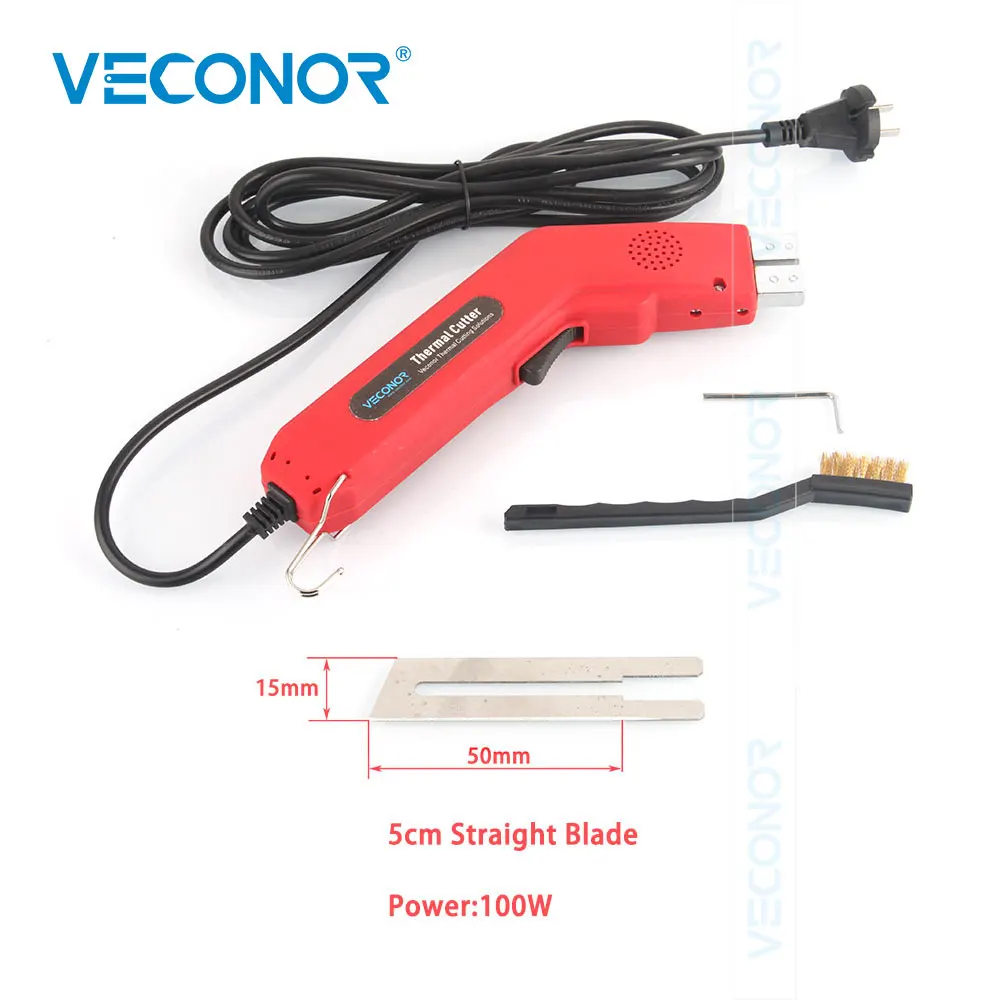 5cm Straight - 100W Thermal Cutter Hand Held Electric Hot Knife Heat Cutter Foam Thermal Cutting Tools Non-Woven Fabric Rope Curtain Heating Knife - Цвет: 5cm Straight - 100W