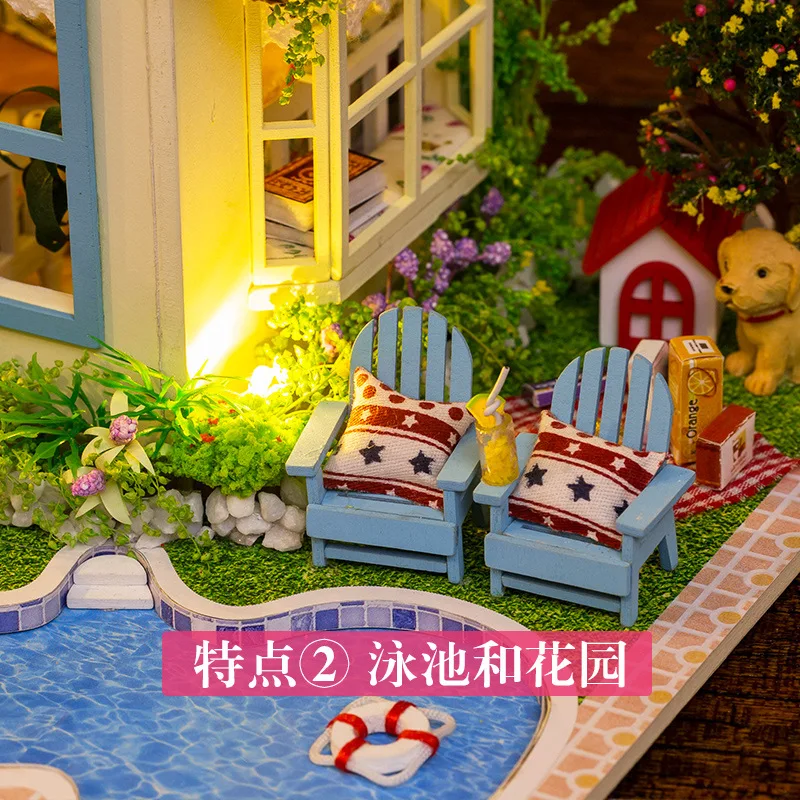 

Miniatura villa Wooden Doll House Furniture Dollhouse Miniature Building Model Furniture Toys Romantic Garden 13838