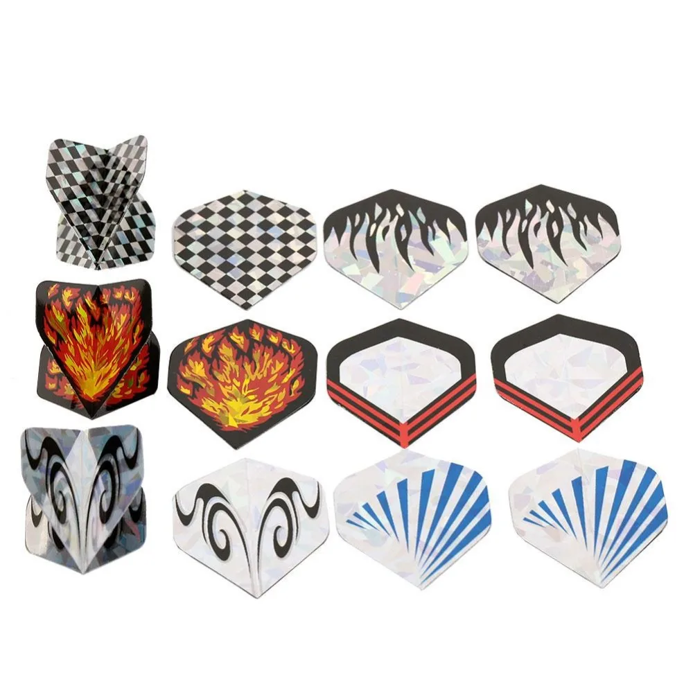 12pcs/Set Darts Tail PET Cool Standard Dart Flights Nice Flight Outdoor Wing Mixed Pattern dart empennage | Спорт и развлечения