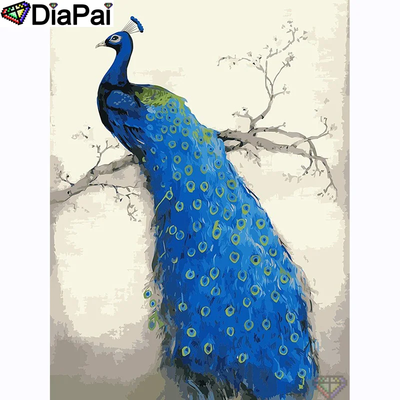 

DIAPAI 100% Full Square/Round Drill 5D DIY Diamond Painting "Animal peacock" Diamond Embroidery Cross Stitch 3D Decor A20863