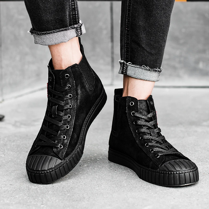 Зима 2018 новая Корейская версия натуральная кожа модная обувь с высоким берцем