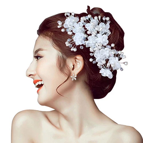 

New Arrival 1Pc Flower Faux Pearl Wedding Hair Pin Headwear White Hair Clip Bride Jewelry