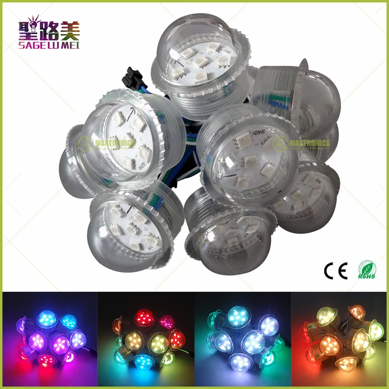 300 шт. WS2811 DC12V 36 мм 6 светодиодный s Прозрачный чехол SMD5050 RGB пикселей ленточный