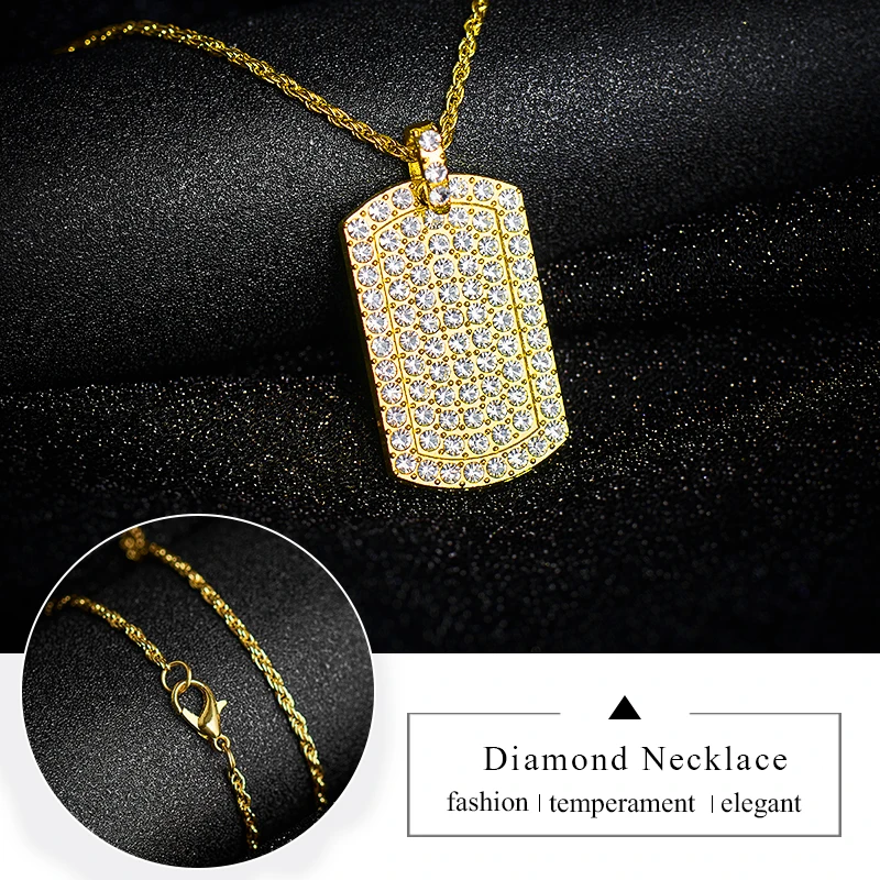 Мужской кулон SHUANGR в стиле хип хоп заполненный сверкающими стразами золотого
