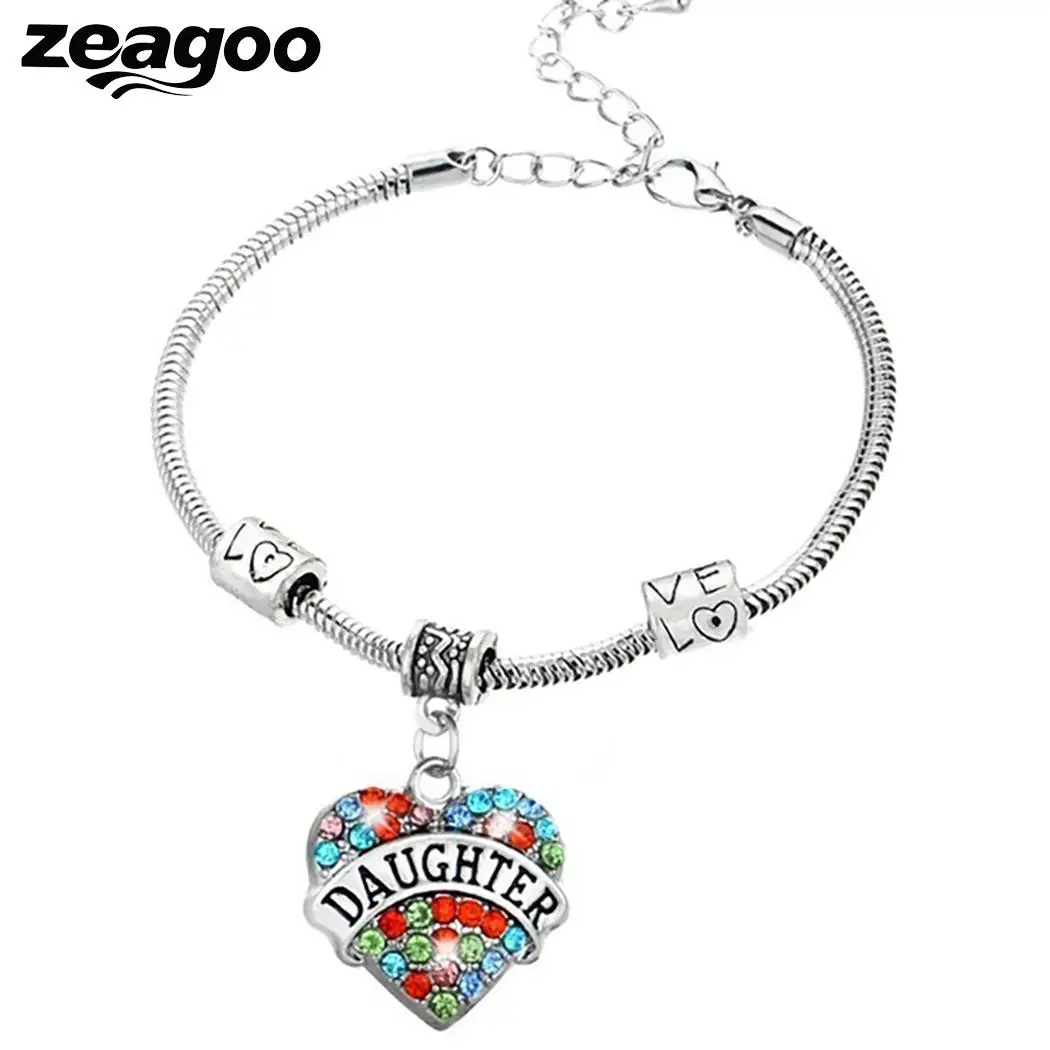 Сердце цепь верю Семья Для женщин Письмо чешские Браслет подарок кулон |