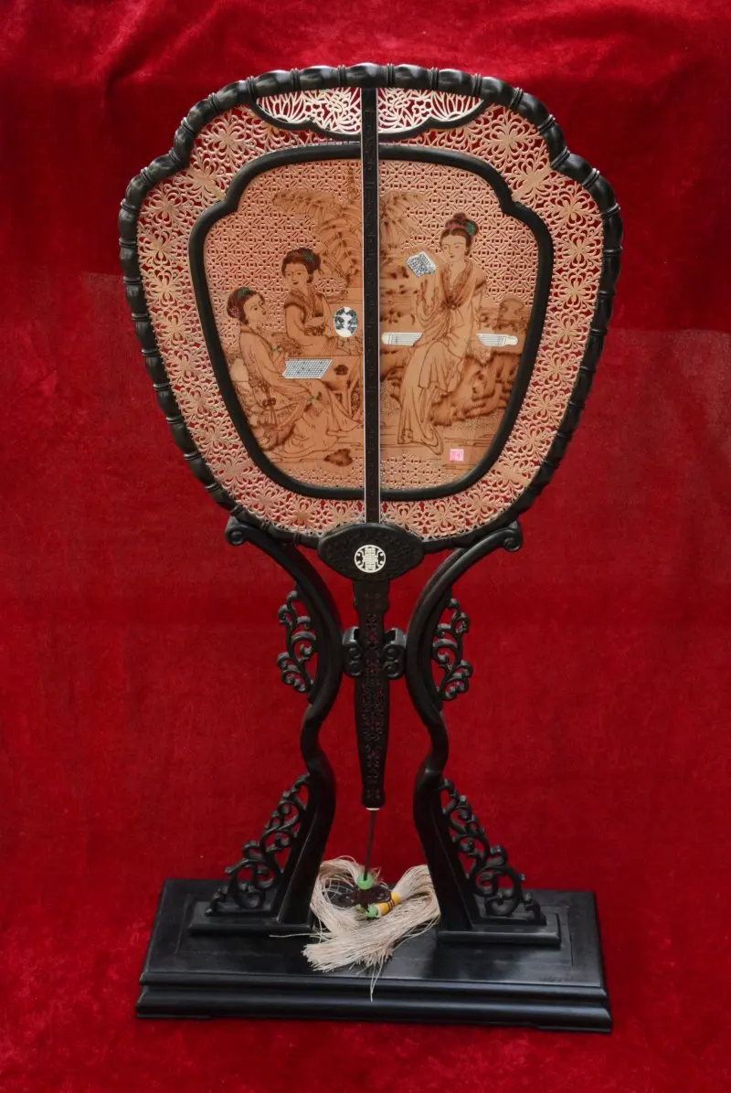 Фото Редкий династии Цин (Qianlong:1736-1795) Дамский экран из сандалового дерева лучшая