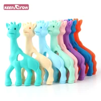 keepgrow 5pcs giraffe shaped baby teethers food grade silicone teethers baby nursing necklace pendant for pacifier chain making