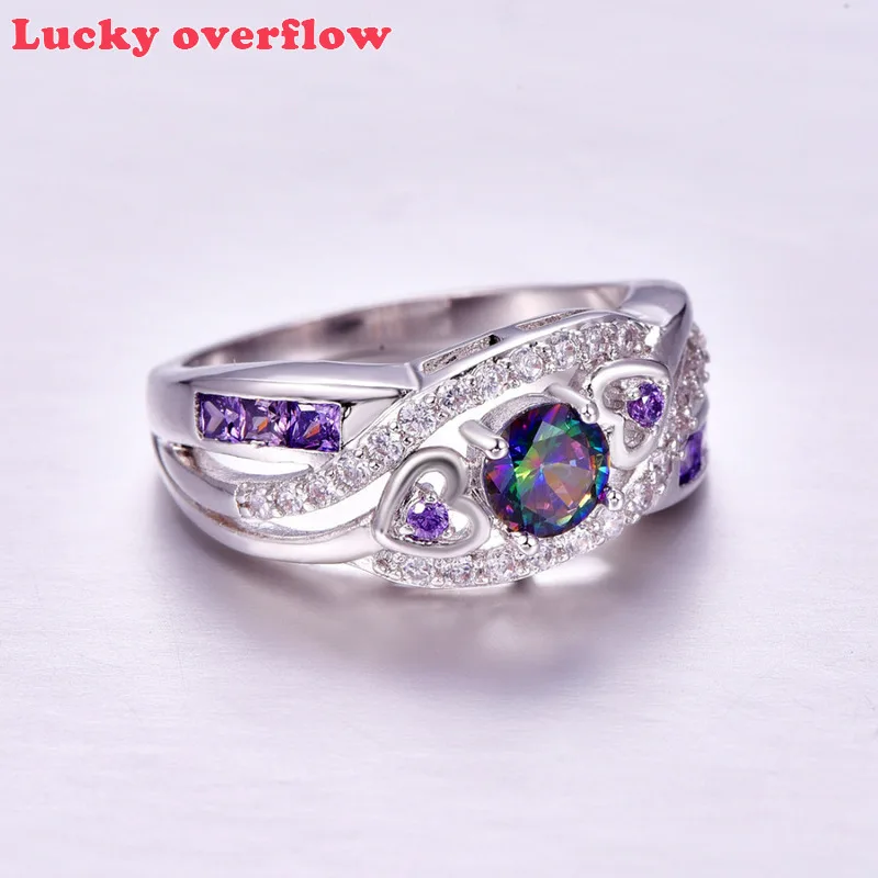 Luckyoverflow Модные женские кольца в форме сердца Свадебные ювелирные изделия