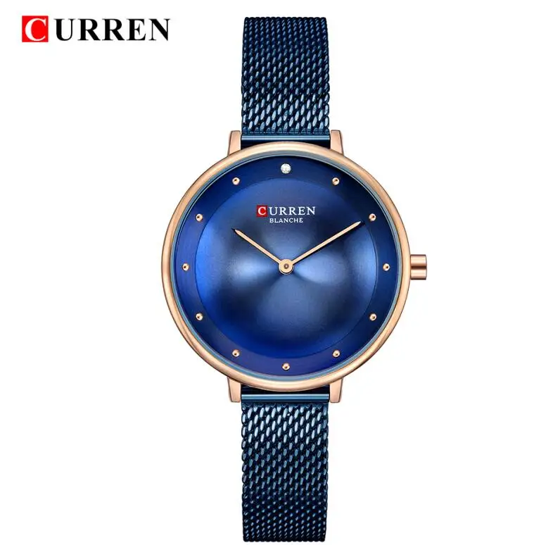 rose blue Reloj Mujer, элегантные часы с синим и серебряным стальным браслетом, CURREN, новая мода, Женские кварцевые наручные часы, Relogio Femenino - Цвет: rose blue
