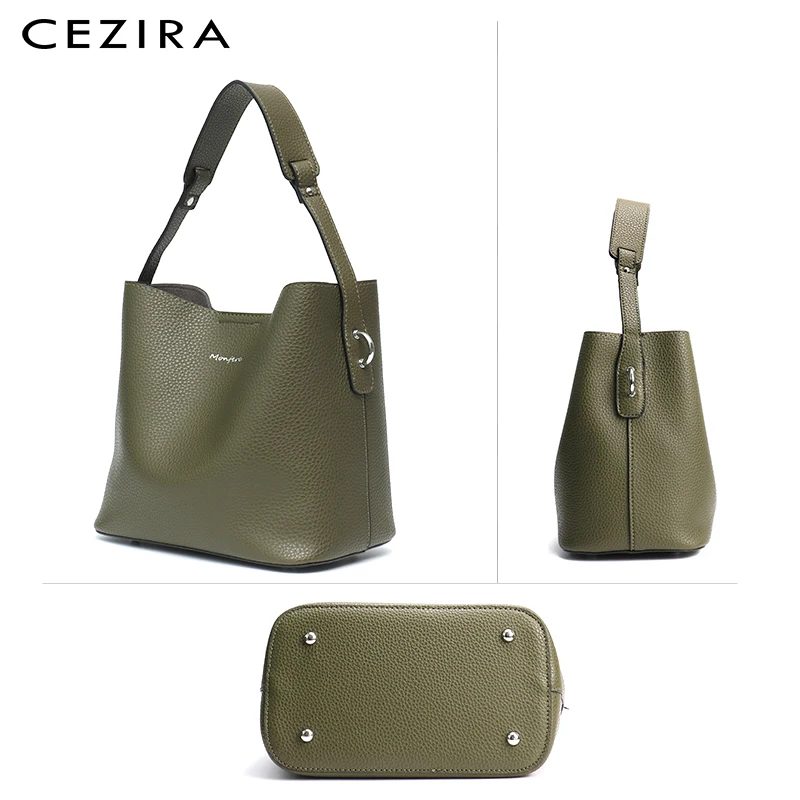 CEZIRA, женская сумка, повседневная, из Веганской кожи, Хобо, женская сумка-мешок, высокое качество, из искусственной кожи, сумки на плечо, через плечо, композитная сумка на молнии