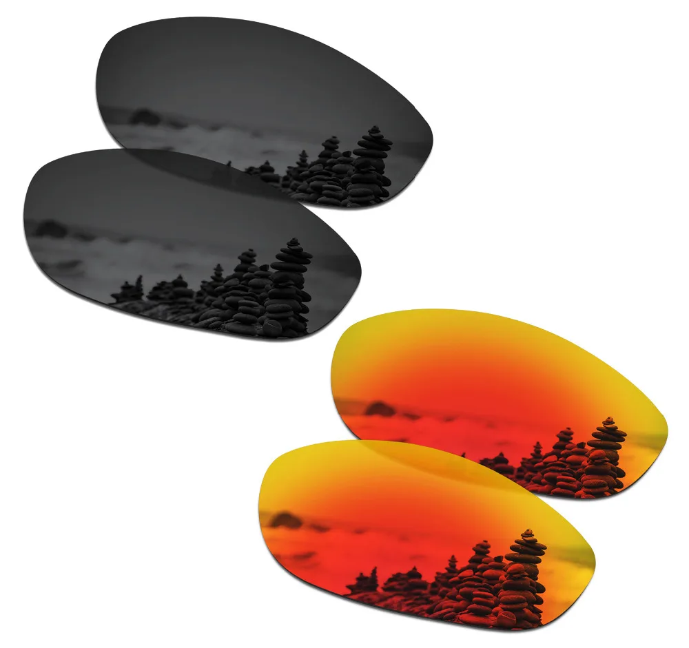 

SmartVLT 2 Pairs Polarized Sunglasses Replacement Lenses for Oakley Monster Dog Stealth Black and Fire Red