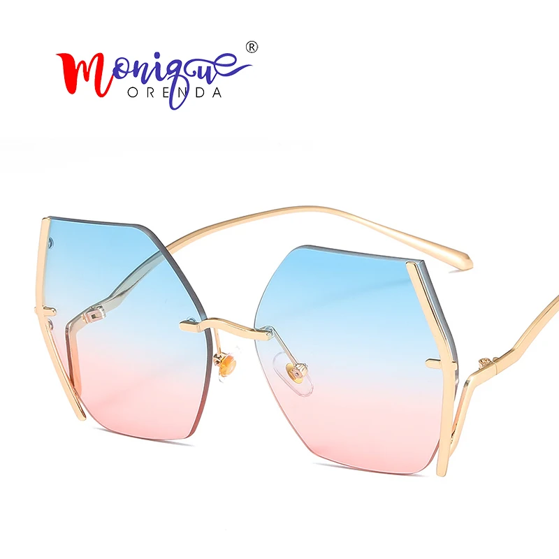 Роскошные Винтажные Солнцезащитные очки без оправы для женщин модные женские