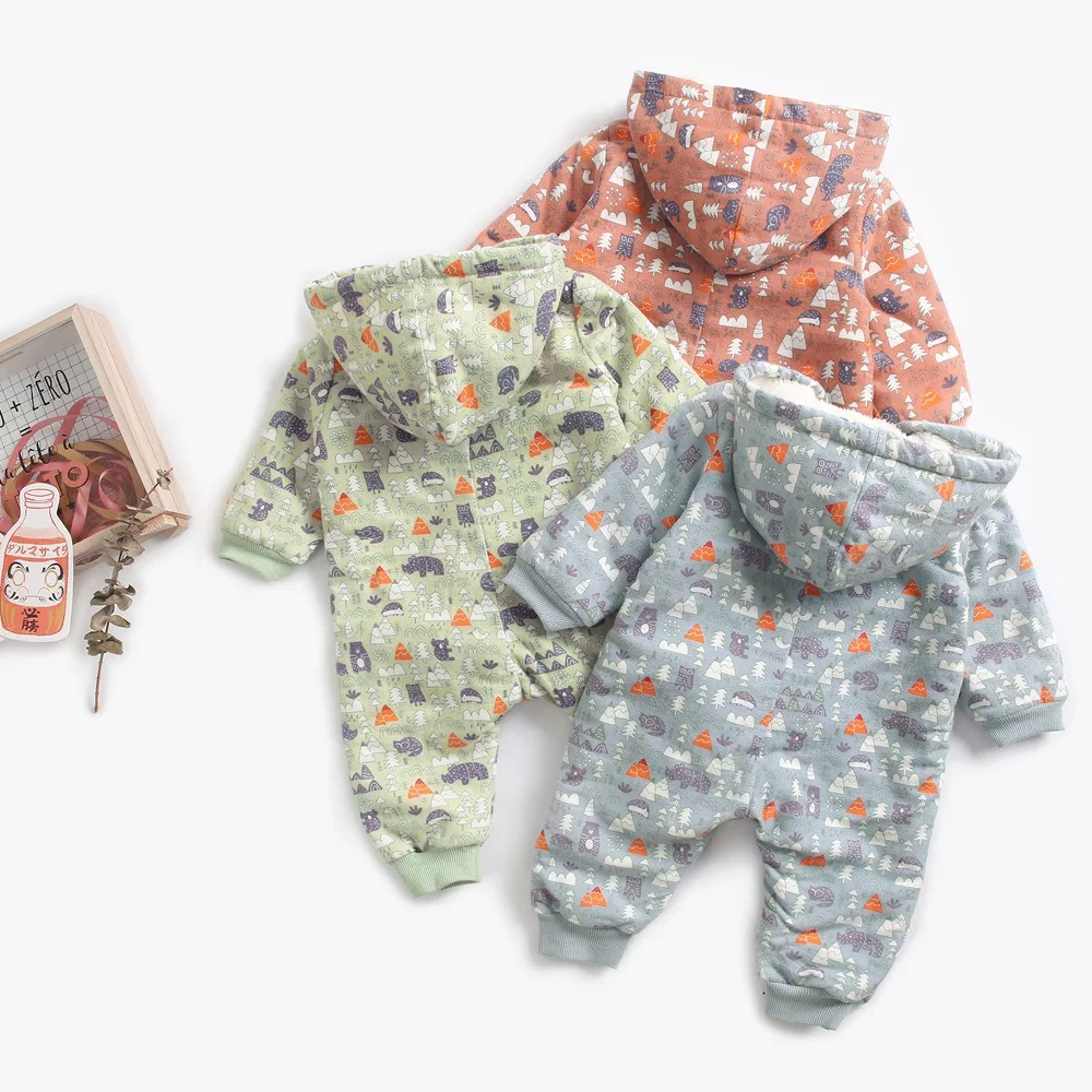 Зимняя одежда для малышей из 100% хлопка бархатная утепленная новорожденных