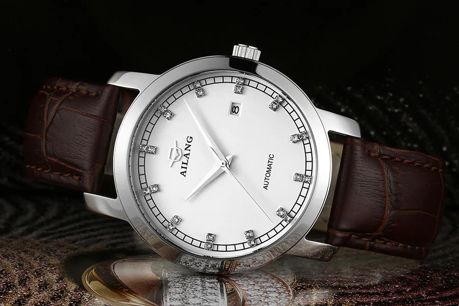 

Brand AILANG Vintage England Stylish Men Genuine Leather Watches Auto Mechanical Business Calendar Clock Crystals Relojes NW3307