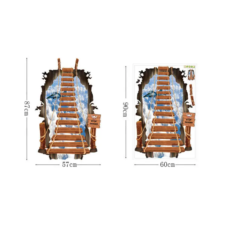 3D Sky Cable Stairs Staircase Wall Sticker Entrance Floor Simulation Stereo Decor Removable Stickers | Дом и сад