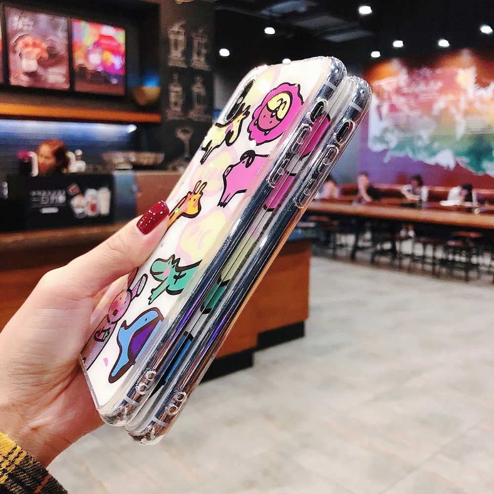 Luxury Glitter phone case For iphone XS MAX XR Cartoon Zoo Dynamic soft tpu Cases iPhone X 7 8 6S 6plus 7plus cases |