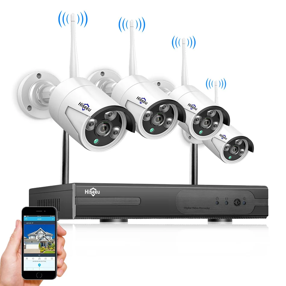 Комплект беспроводного видеорегистратора Hiseeu 4 канала P2P 1080P/960P