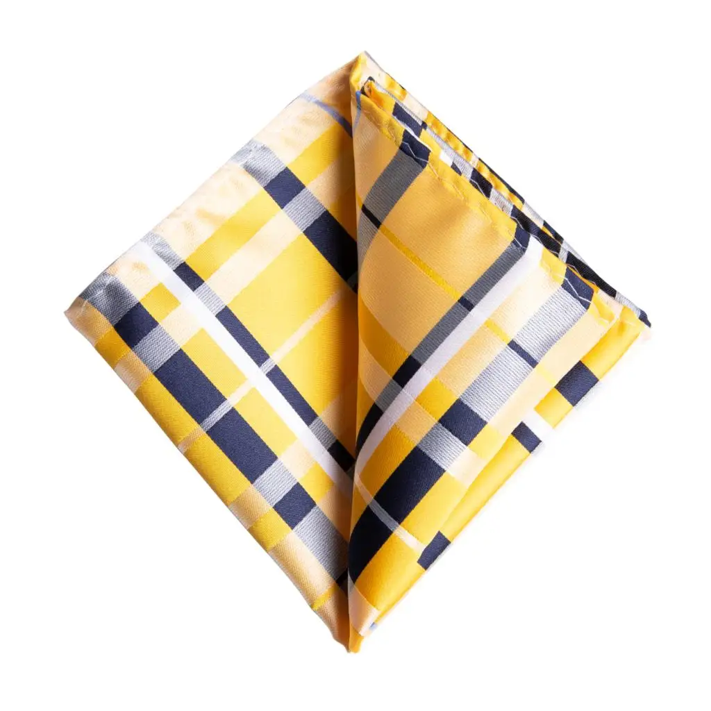 

2019 DiBanGu Fashion Yellow Men Gifts Tie Clip 150cm Long Neck Tie Hanky Cufflinks Tie Business Wedding Party Tie Set