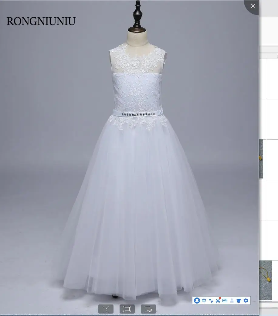 2017 White Flower Girl Dress Kids Ball Gowns First Communion Dresses Pageant Girls Glitz Scoop Sleeveless Floor length Tulle | Свадьбы и