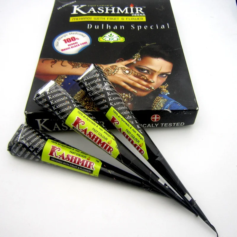6 шт. Кашмирская индийская самая черная паста для татуировок с хной рук и пальцев