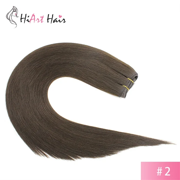 HiArt 100 г Человеческие волосы Remy Weft для салона, двойные прямые волосы для наращивания, натуральные волосы для наращивания на всю голову, густые волосы - Цвет: #2