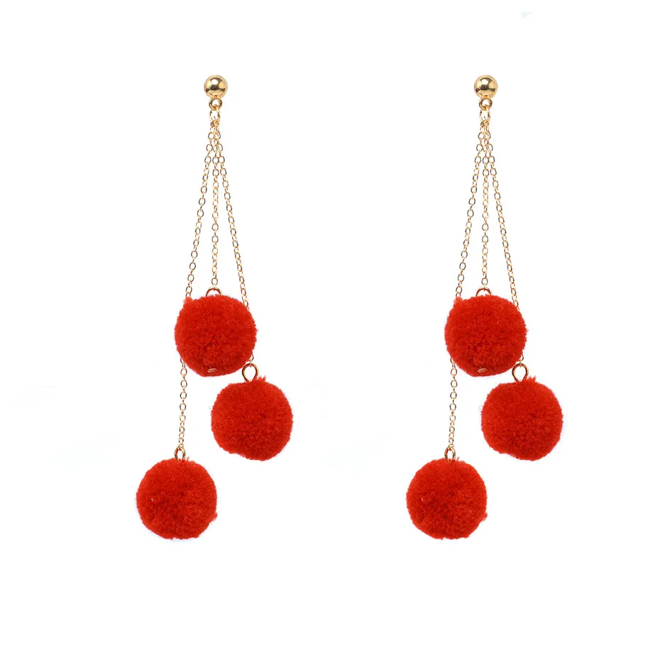 Red 1 Ingemark милый корейский стиль бархат фрукты серьги-Вишенки для Для женщин искусственный мех мяч капли свисающие серьги, украшения для ушей, подарок девушке - Окраска металла: Red 1