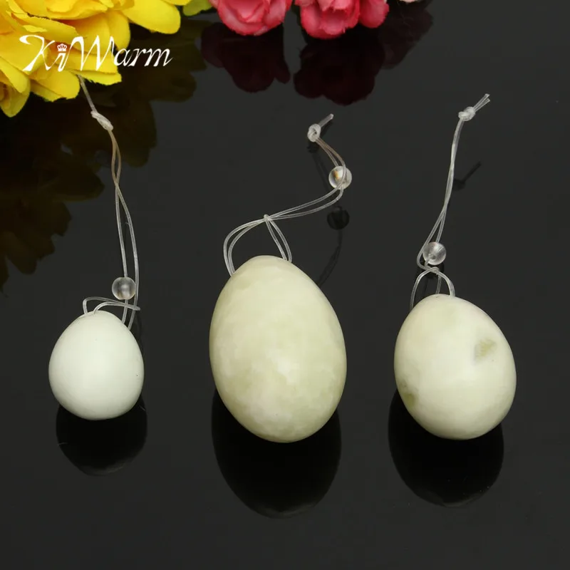 Шарики Из Белого Натурального нефрита KiWarm 3 шт.|Камни| |