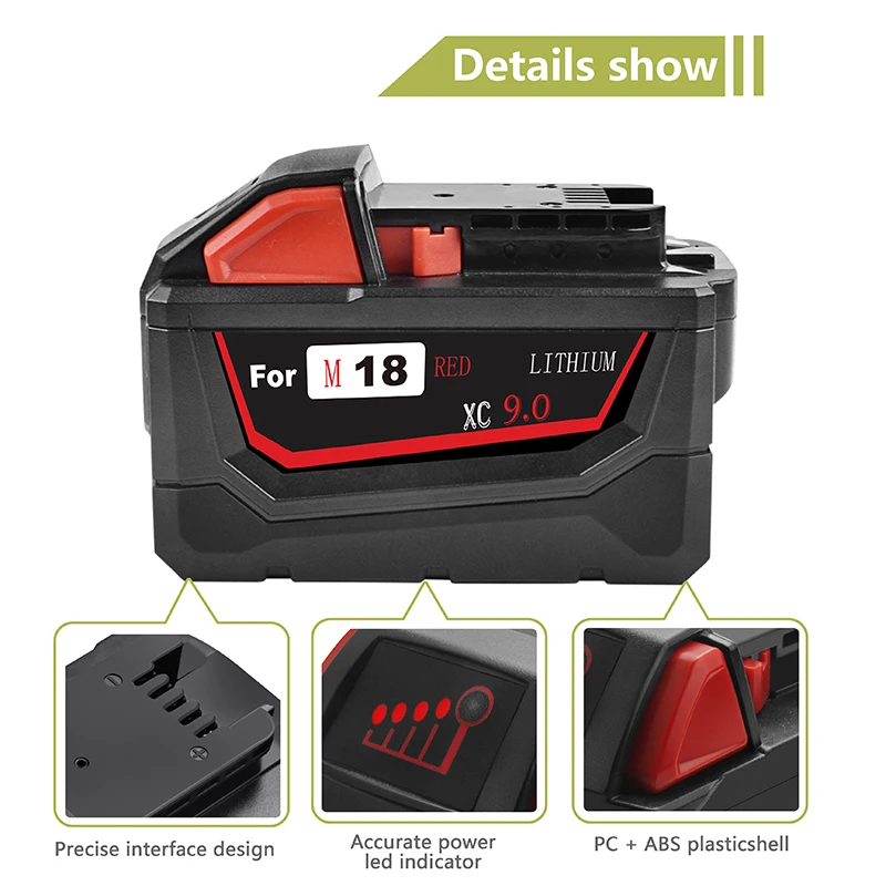 Аккумулятор для электроинструмента BATTOOL 9000 мАч 18 в Milwaukee M18 48 11 1815 1850 2604 22 20 2708 2607