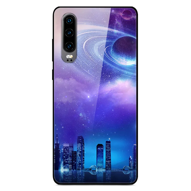 1 Чехол H для huawei P30, жесткий стеклянный чехол для телефона huawei P30 Pro P30Pro, Мягкий бампер, закаленное P 30, пространство для Huawe P30 - Цвет: 1