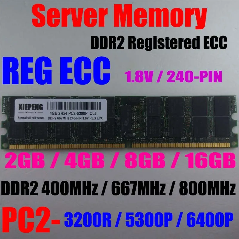 Сервер 16GB (2x8GB) DDR2 667MHz PC2 5300P RAM 4GB 2Rx4 3200 400MHz REG ECC 2GB 6400P 800MHz зарегистрированная