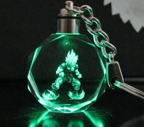 Брелок для ключей Драконий жемчуг Z Super Saiyan Goku Хрустальный брелок со светодиодной - Фото №1