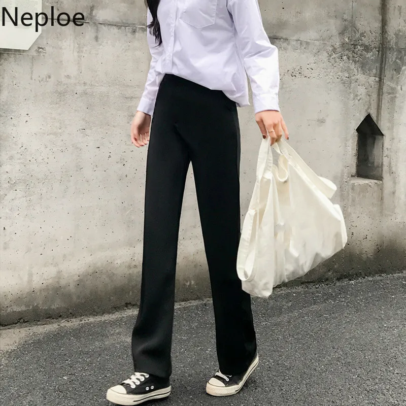 Женские длинные брюки Neploe повседневные Прямые свободного покроя с эластичной